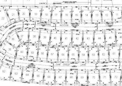 The plat created by a lot split survey - depicts the divisions in a housing development.